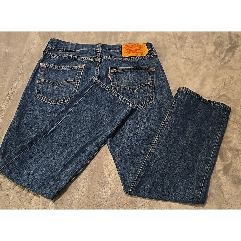 Levis 501 Button Fly Jeans Dark Blue 32x30 Y2K - Picture 11 of 11